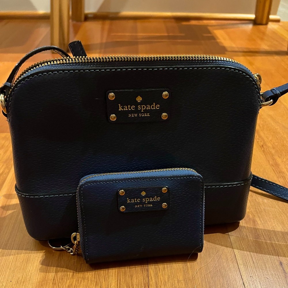 Gorgeous blue leather Kate spade purse and matching wallet